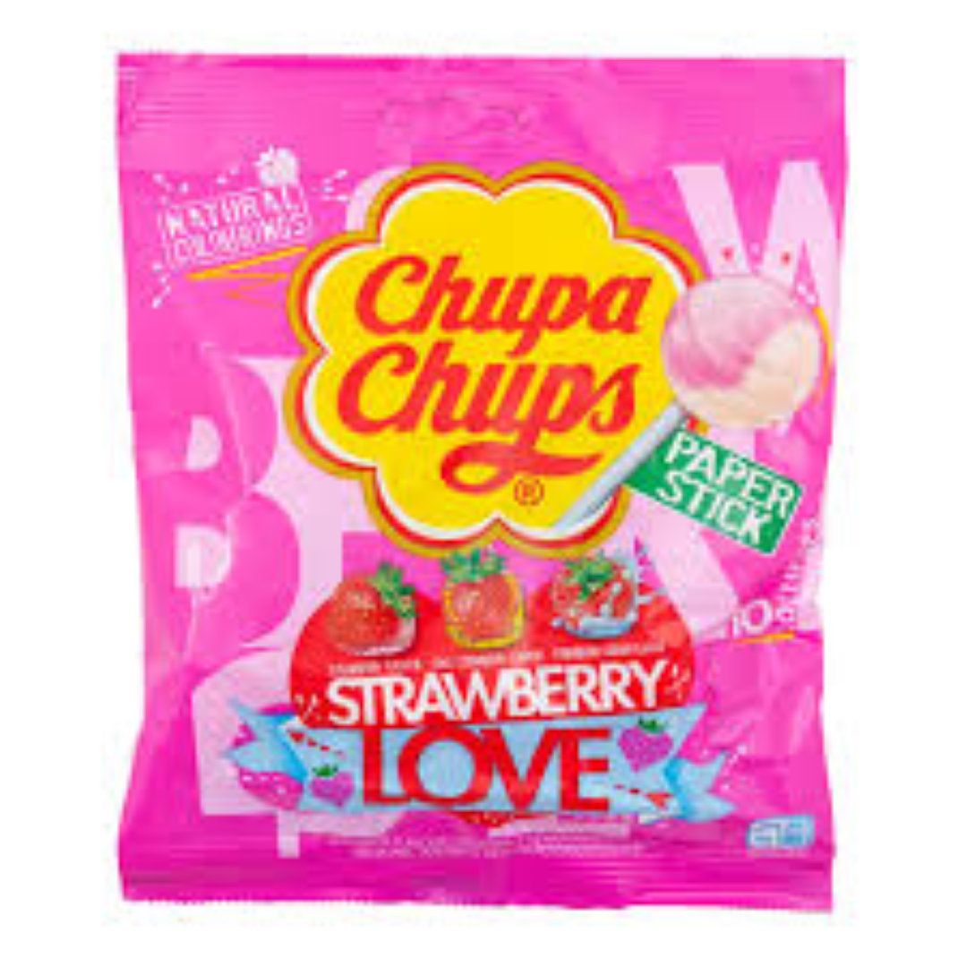CHUPA CHUPS STRAWBERRY LOVE PAPER STICK 120G